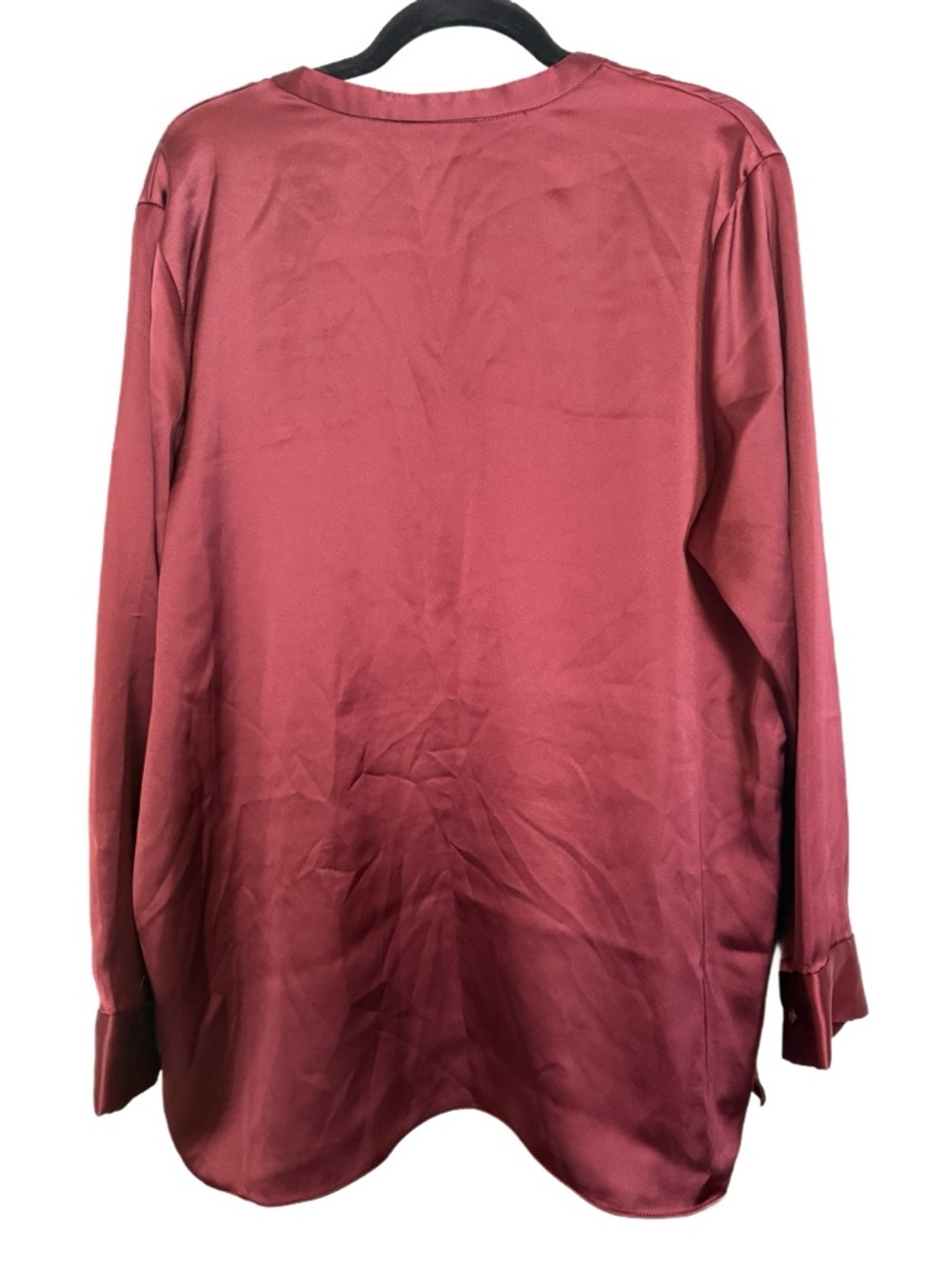 Alfani Long Sleeve Satin Blouse, Size XL, Burgundy - Picture 3 of 6